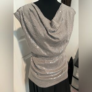 INC International Concepts Cowl neck Sleeveless Sequin top size Large